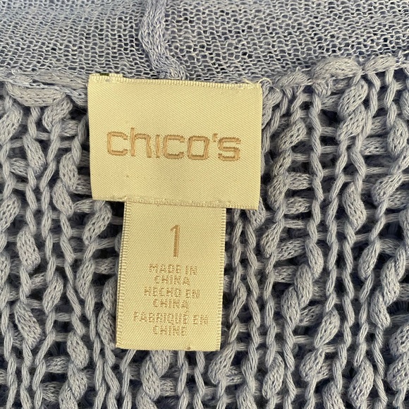 Chico's Size 1 Flap Front Kyanite Blue Tweed Cathleen Cardigan Sweater Women’s - Picture 4 of 9